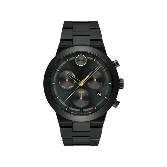 摩凡陀/Movado BOLD系列 44.5MM 黑色陶瓷黑色离子镀不锈钢 石英机芯 男表 3600857