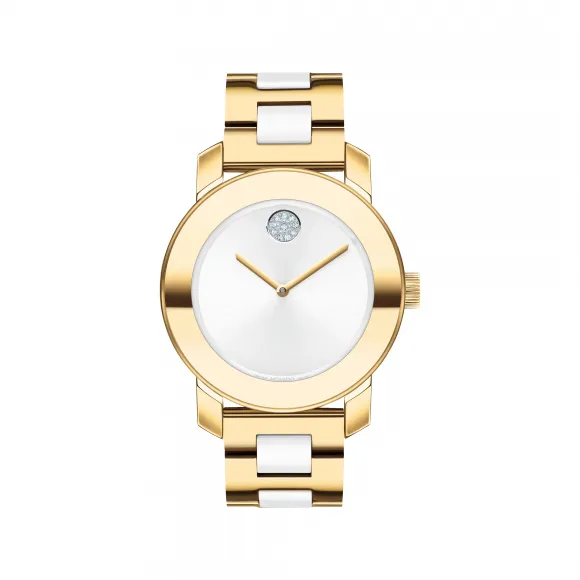 摩凡陀/Movado BOLD系列 36.3MM 淡金色离子镀不锈钢 石英机芯 女表 3600892