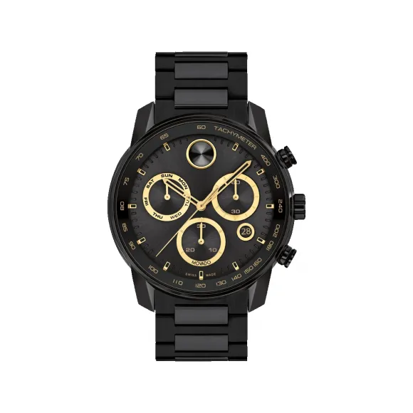 摩凡陀/Movado BOLD系列 44MM 黑色离子镀不锈钢 石英机芯 男表 3600906