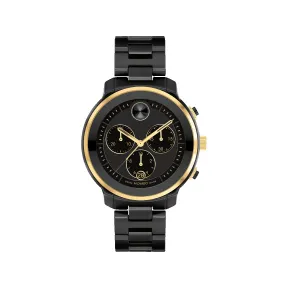 摩凡陀/Movado BOLD系列 39.5MM 黑色陶瓷浅金色离子镀不锈钢 石英机芯 女表 3600932