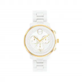摩凡陀/Movado BOLD系列 39.5MM 白色陶瓷浅金色离子镀不锈钢 石英机芯 女表 3600933