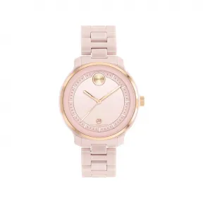 摩凡陀/Movado BOLD系列 38.5MM 腮红陶瓷 石英机芯 女表 3600935
