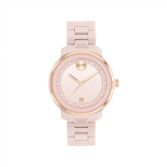 摩凡陀/Movado BOLD系列 38.5MM 腮红陶瓷 石英机芯 女表 3600935