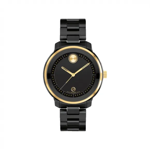 摩凡陀/Movado BOLD系列 38.5MM 黑色陶瓷 石英机芯 女表 3600936