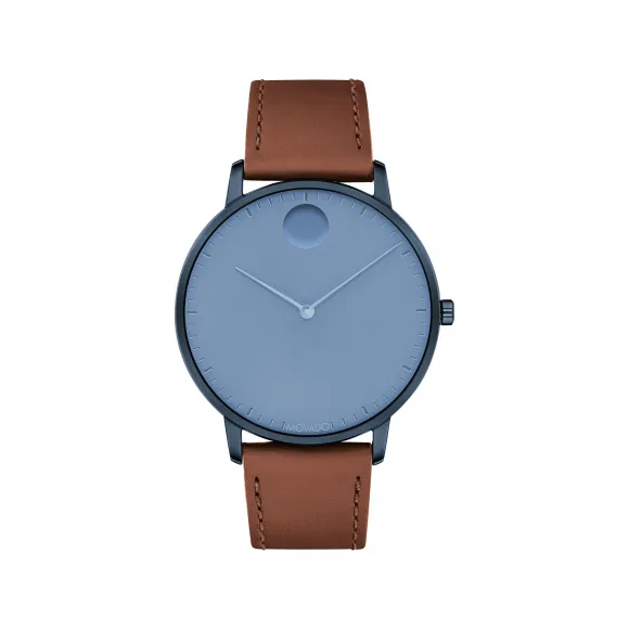 摩凡陀/Movado Face系列 41MM 蓝色离子镀不锈钢 石英机芯 男表 3640032