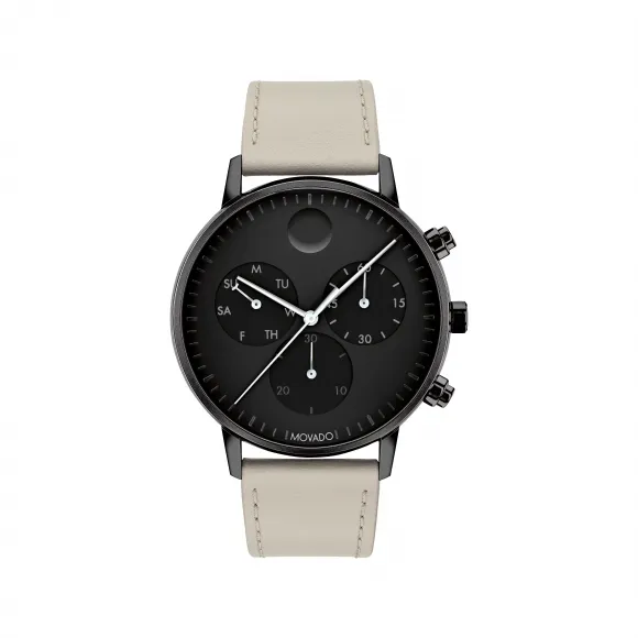 摩凡陀/Movado Face系列 43MM 黑色离子镀不锈钢 石英机芯 男表 3640055