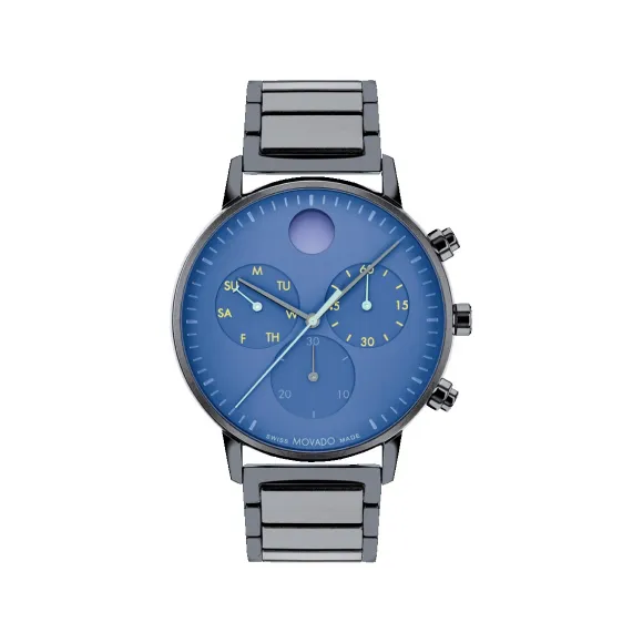 摩凡陀/Movado Face系列 43MM 灰色离子镀不锈钢 石英机芯 男表 3640104