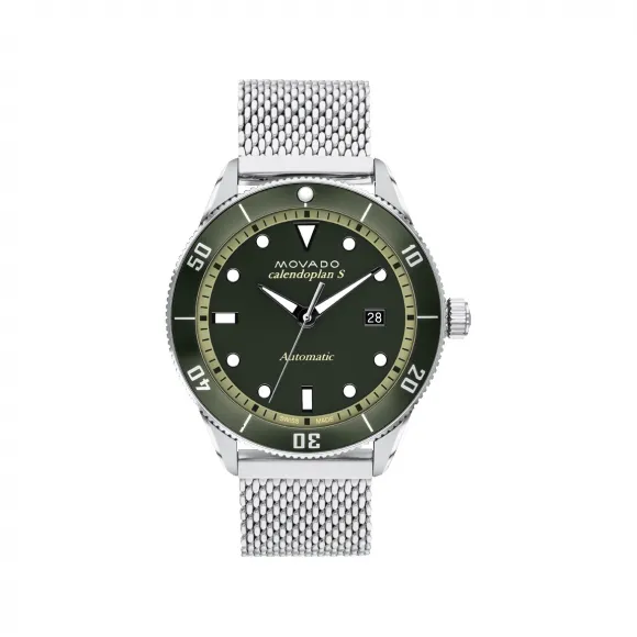 摩凡陀/Movado Heritage Series系列 43MM 不锈钢和绿色铝 自动机械机芯 男表 3650135