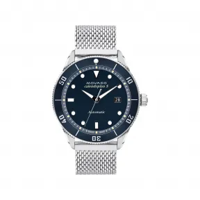 摩凡陀/Movado Heritage Series系列 43MM 不锈钢和蓝色铝 自动机械机芯 男表 3650136