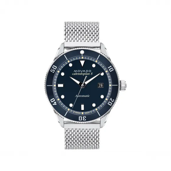 摩凡陀/Movado Heritage Series系列 43MM 不锈钢和蓝色铝 自动机械机芯 男表 3650136