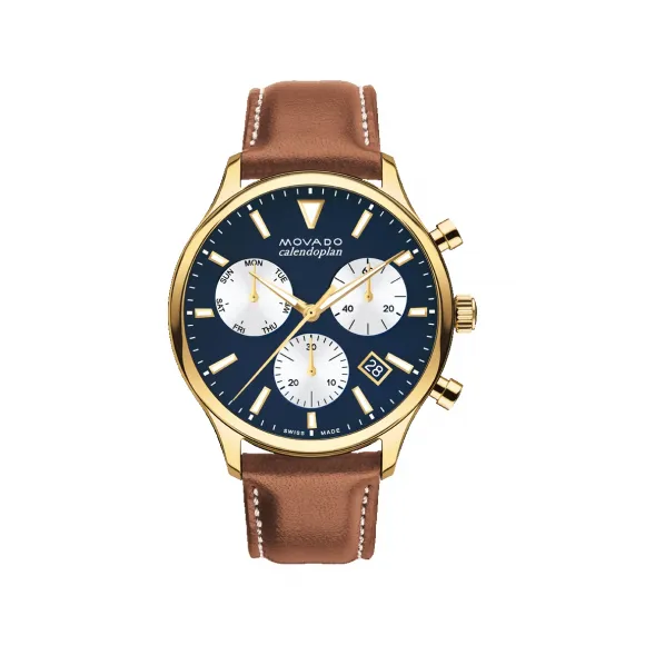 摩凡陀/Movado Heritage Series系列 43MM 黄金离子镀不锈钢 石英机芯 男表 3650148