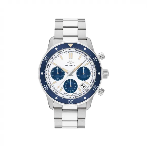 摩凡陀/Movado Alta系列 43MM 蓝色陶瓷硬脑膜不锈钢 904L 自动机械机芯 男表 3650159