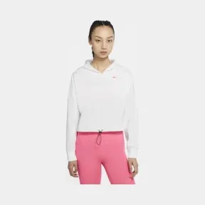耐克/Nike 白色/透明粉 女子短款训练连帽衫 CU5052-100