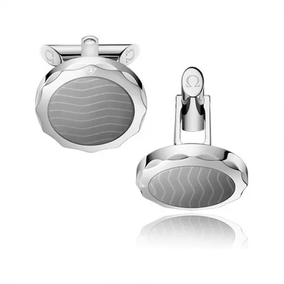 欧米茄/Omega 不锈钢及灰色陶瓷雕刻面: 袖扣 C607ST0000305