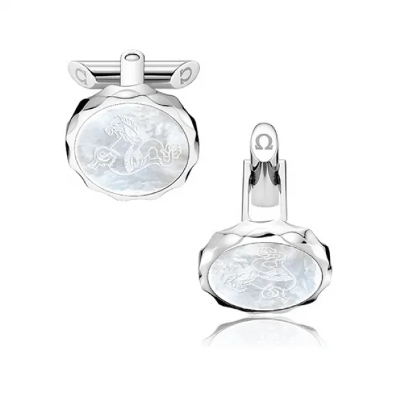 欧米茄/Omega 精钢及雕刻海马图案的珍珠母贝: 袖扣 C93STA0504205