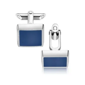 欧米茄/Omega 不锈钢和蓝色拉丝树脂袖扣 - CA02ST0000605