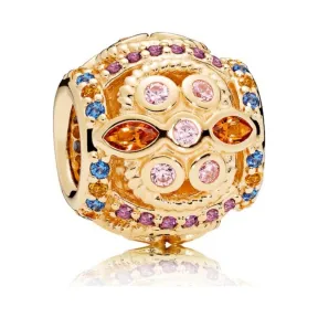 潘多拉/Pandora Color Fresco Charm, 14K Gold & Multi-Colored Crystal
