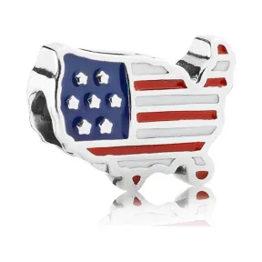 潘多拉/Pandora US outline silver charm with white, red and blue ena