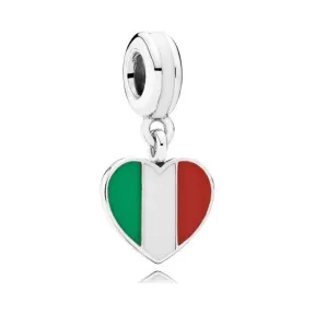 潘多拉/Pandora Italy Heart Flag, green, white and red enamel 791547