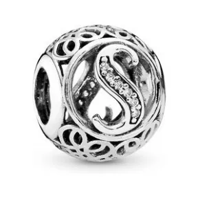 潘多拉/Pandora 复古字母S锆石 925银串饰791863CZ