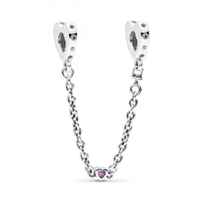 潘多拉/Pandora Bright Hearts Safety Chain, Pink Crystals 797245NRPM