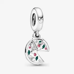 潘多拉/Pandora Passion for Pizza Dangle Charm, Green Enamel, Red Cr