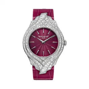 百达翡丽/Patek Philippe 卡拉特拉瓦 Calatrava 系列 18k白金镶钻 手动机械机芯 女表 4895G-001