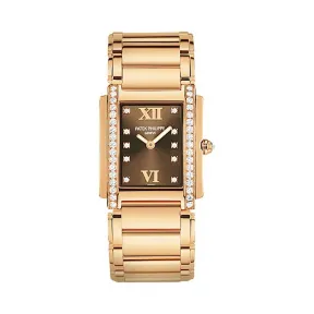 百达翡丽/Patek Philippe TWENTY 4系列 18k玫瑰金镶钻 石英机芯 女表 4908-11R-010