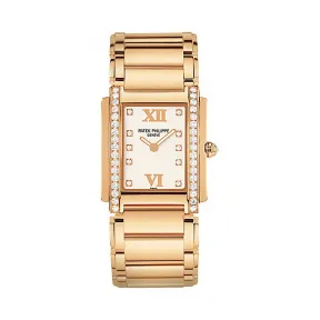 百达翡丽/Patek Philippe TWENTY 4系列 18k玫瑰金镶钻 石英机芯 女表 4908-11R-011