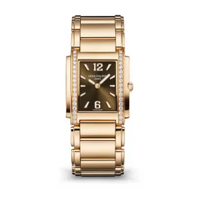 百达翡丽/Patek Philippe Twenty~4系列玫瑰金腕表 搭配巧克力棕色日辉纹表盘 4910/1201R-001 25.1×30毫米 女表