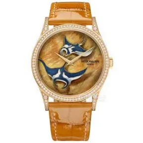 百达翡丽/Patek Philippe 珍稀工艺  表圈和表耳镶嵌112颗明亮式切割顶级威塞尔顿钻石（约0.87克拉） 自动机械 男表 5077-100R-064