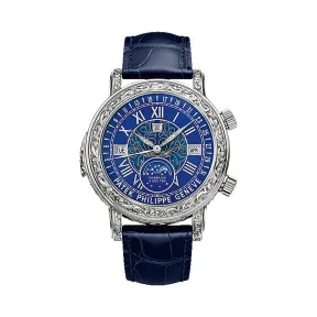 百达翡丽/Patek Philippe 超级复杂功能计时系grand Complications列 18k白金 手动机械机芯 男表 6002G-001