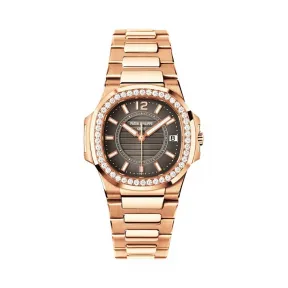 百达翡丽/Patek Philippe Nautilus 运动 鹦鹉螺 系列 18k玫瑰金镶钻 石英机芯 女表 7010-1R-010