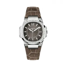 百达翡丽/Patek Philippe Nautilus 运动 鹦鹉螺 系列 18k白金镶钻 石英机芯 女表 7010G-010