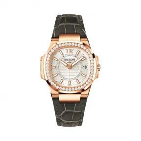 百达翡丽/Patek Philippe Nautilus 运动 鹦鹉螺 系列 18k玫瑰金镶钻 石英机芯 女表 7010R-001