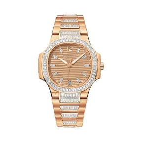 百达翡丽/Patek Philippe Nautilus 运动 鹦鹉螺 系列 18k玫瑰金镶钻 自动机械机芯 女表 7014-1R-001
