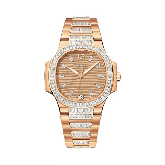 百达翡丽/Patek Philippe Nautilus 运动 鹦鹉螺 系列 18k玫瑰金镶钻 自动机械机芯 女表 7014-1R-001