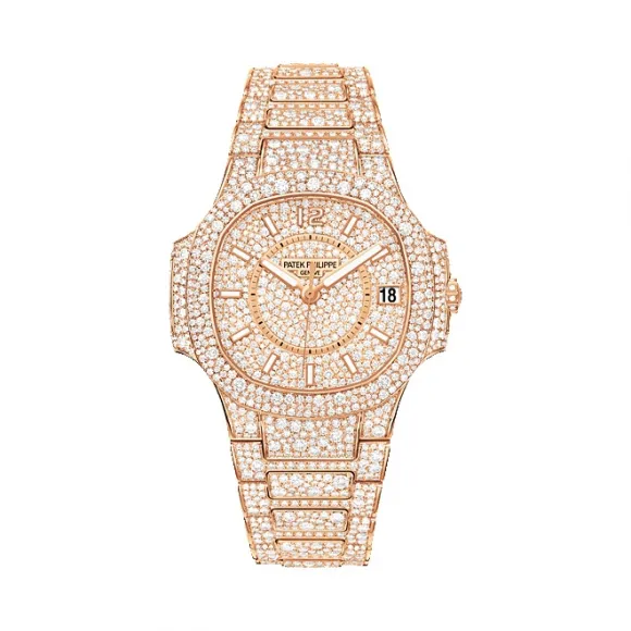 百达翡丽/Patek Philippe Nautilus 运动 鹦鹉螺 系列 18k玫瑰金镶钻 自动机械机芯 女表 7021-1R-001