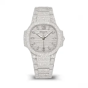 百达翡丽/Patek Philippe AQUANAUT系列 35.2MM 18k白金，密镶钻石  女表 7118-1450G-001