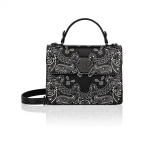 菲利普·普莱因/Philipp Plein 佩斯利花纹皮革 Superheroin 中号提手包 119412-02-4-0