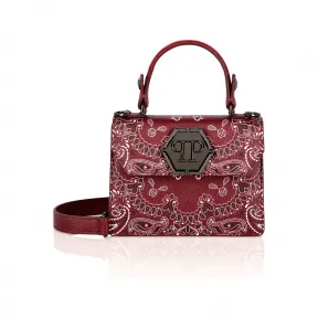 菲利普·普莱因/Philipp Plein 佩斯利花纹皮革 Superheroin 小号提手包 119413-13-4-0