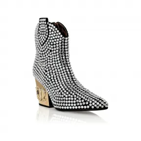 菲利普·普莱因/Philipp Plein 牛仔中跟靴哥特式 Plein 与水晶 AABS-WSE0626-PLE010N-70