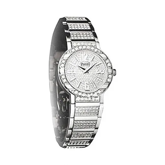 伯爵/Piaget POLO系列 石英机芯 18k白金镶钻 女表 G0A26034