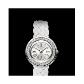 伯爵/Piaget 时来运转系列 石英机芯 18k白金镶钻 女表 G0A35087