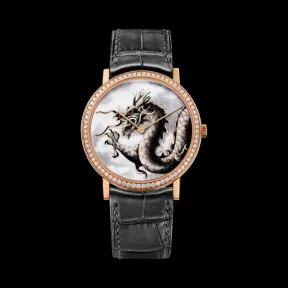 伯爵/Piaget 龙与凤系列 手动机械 18k玫瑰金镶钻 男表 G0A36541