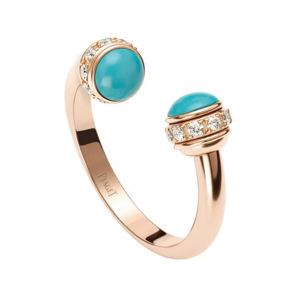 伯爵/Piaget 绿松石玫瑰金钻石戒指-Piaget伯爵珠宝 G34P7D00