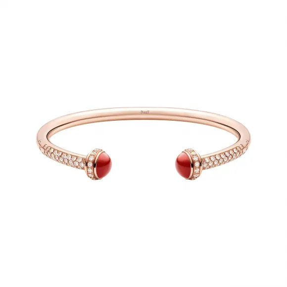 伯爵/Piaget 红玉髓玫瑰金钻石开放式手镯-珠宝 G36PE200