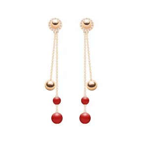 伯爵/Piaget 女士玫瑰金红玉髓钻石耳环 - （G38PW400）