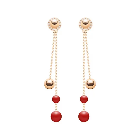 伯爵/Piaget 女士玫瑰金红玉髓钻石耳环 - （G38PW400）