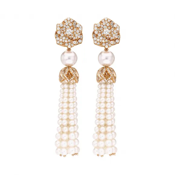 伯爵/Piaget 珍珠玫瑰金钻石耳环-珠宝 G38U0071